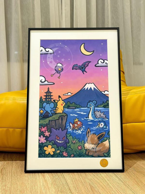 【海外代購】星空《富士山小精靈》拉普拉斯寶可夢30週年裝飾畫 