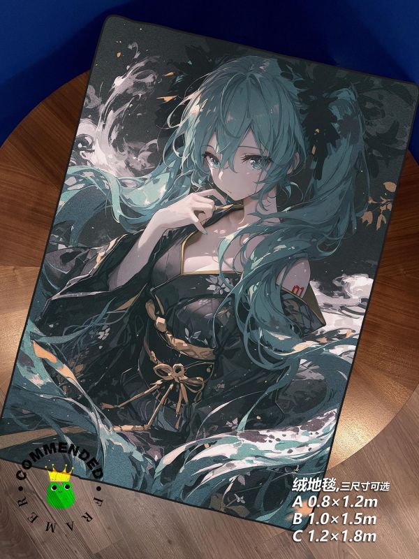 【海外代購】皇呱 《滄瀾初音》 初音未來風暗黑水墨感同人周邊裝飾畫 午睡毯 地毯 