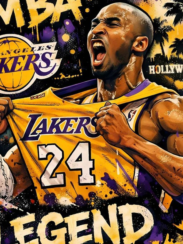 【海外代購】星空《塗鴉科比》黑曼巴NBA洛杉磯湖人隊裝飾畫 