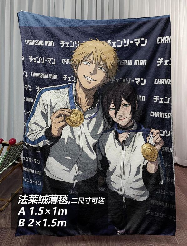 【海外代購】千鳥社 《冠軍 電次與蕾塞》 電次蕾塞鏈鋸人花式滑冰冠軍午睡毯地毯裝飾畫 