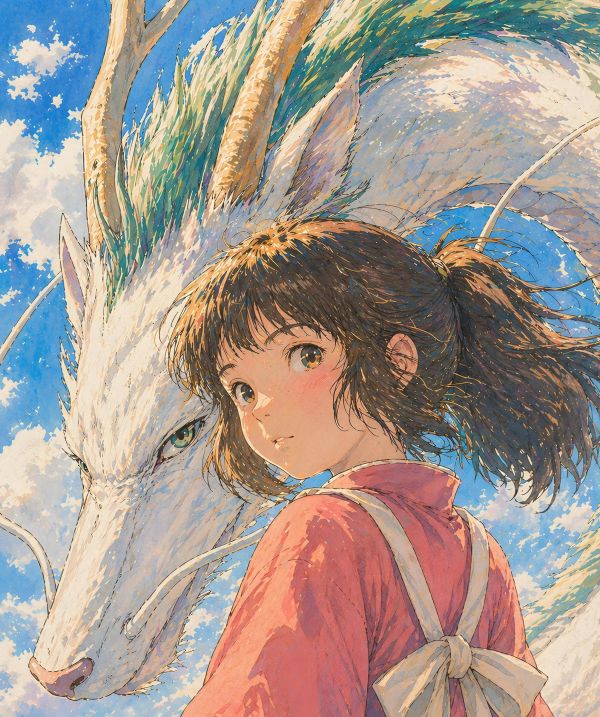 【海外代購】H2工作室《千尋白龍》千與千尋宮崎駿裝飾畫 