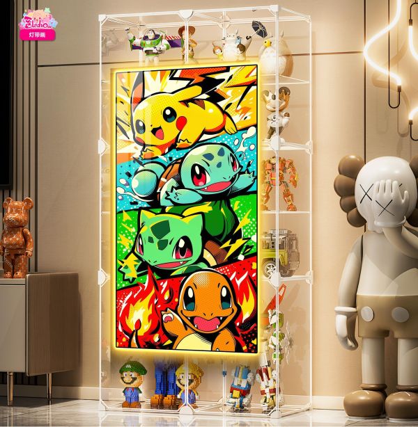 【海外代購】阿喵畫社 寶可夢萌寵出擊禦三家 超大常亮裝飾燈帶畫 