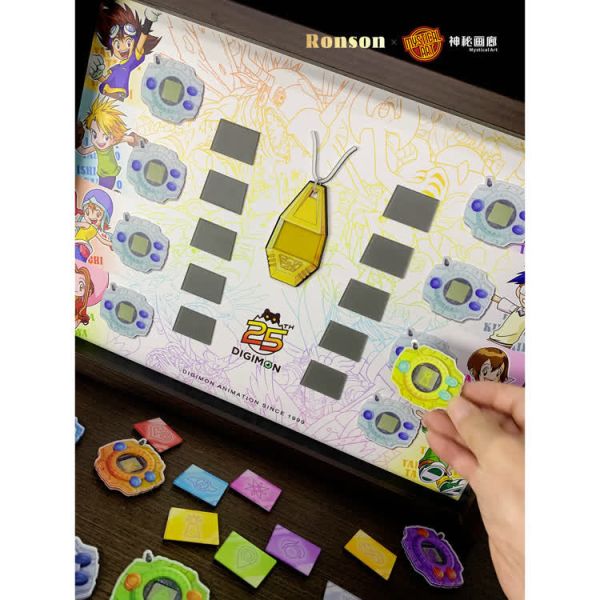 【海外代購】神秘畫廊 Ronson 壓克力疊層立體畫 數碼寶貝·25週年神聖計劃之徽章暴龍機大集結 
