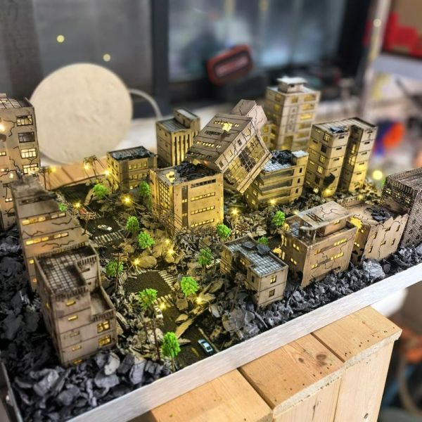 【預定】木石場景手工 戰損樓房多用途模型場景 