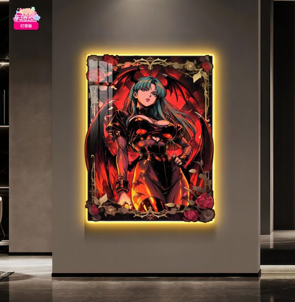 【海外代購】阿喵畫社 破敗薔薇 莫莉卡 超大常亮氛圍裝飾燈帶畫 