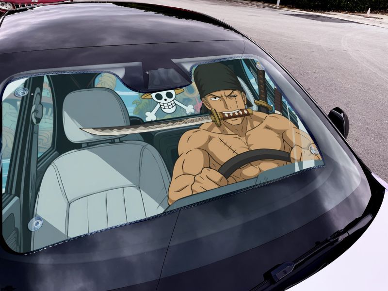 【海外代購】千鳥社 《汽車前擋遮陽－索隆》二次元汽車遮陽防曬前擋開車海賊王索隆三刀流草帽團航海王 