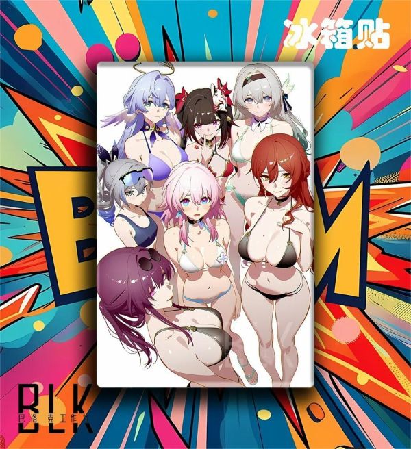 【海外代購】巴洛克 《泳裝崩鐵女團》星穹鐵道裝飾畫冰箱貼 