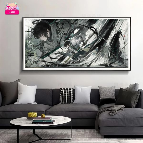 【海外代購】阿喵畫社 水墨風 墨染仇遠 8k主題高清裝飾畫 滑鼠墊 午睡毛毯  床頭地墊 