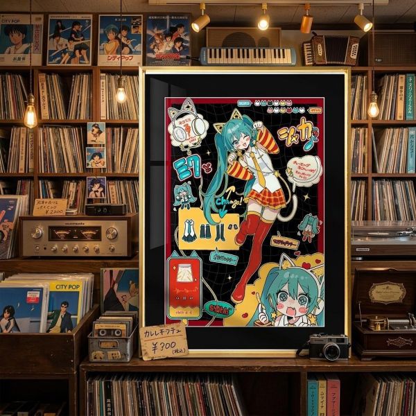 【海外代購】千鳥社 《初音×麥當勞》 初音未來麥當勞聯名Miku二次元週邊動漫掛畫臥室電競房裝飾畫 午睡毯 地毯 