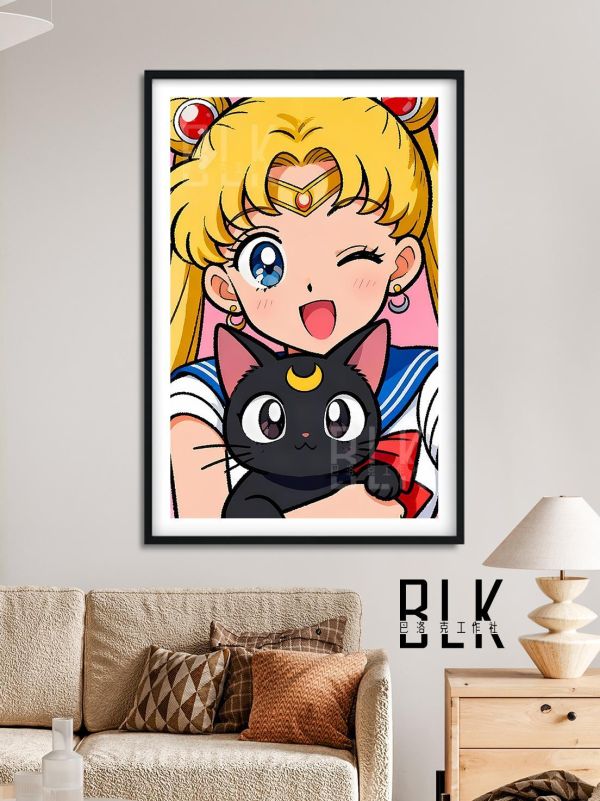 【海外代購】巴洛克 《貓咪月野兔》Sailor Moon美少女戰士水兵月月野兔倩妮迪公主動漫裝飾畫冰箱貼 