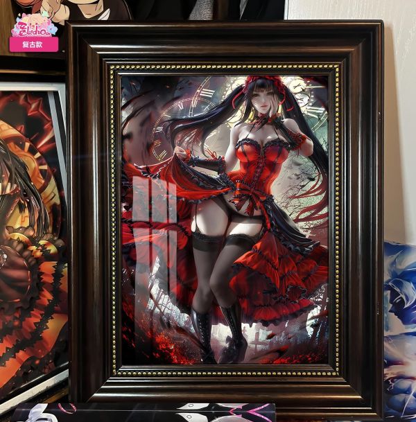 【海外代購】阿喵畫社 成年時崎狂三 復古款實木紀念超清裝飾畫 牆面掛毯 午睡毛毯 床頭地墊 冰箱貼 