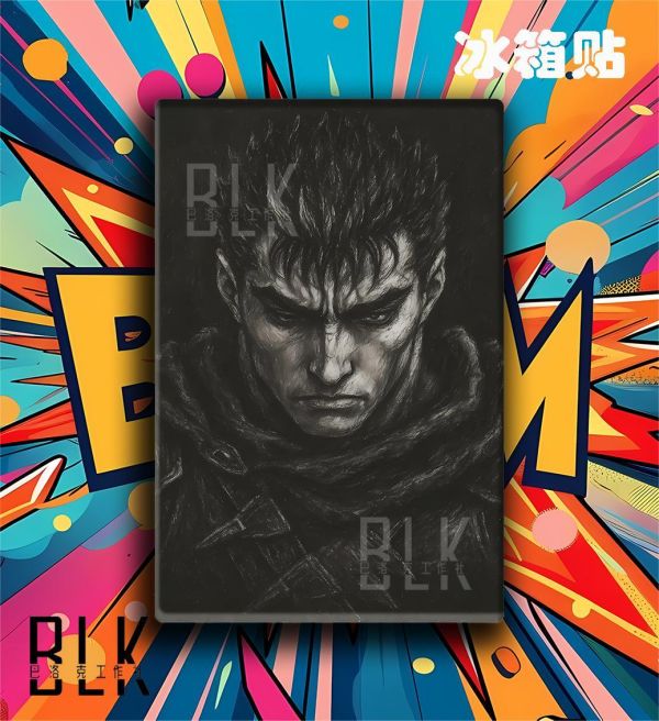 【海外代購】巴洛克 《墨色格斯》劍風傳奇三浦建太郎烙印戰士Guts裝飾畫冰箱貼 