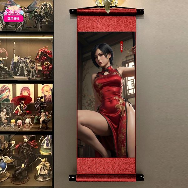 【海外代購】阿喵畫社 艾達王 國風捲軸錦緞高清精裱畫 