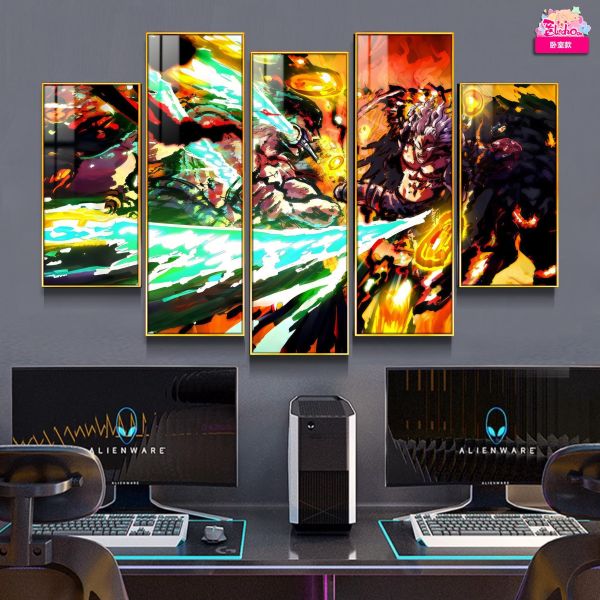 【海外代購】阿喵畫社 索隆VS燼五幅套裝 新品異形套組裝飾畫 發光滑鼠墊  地墊 