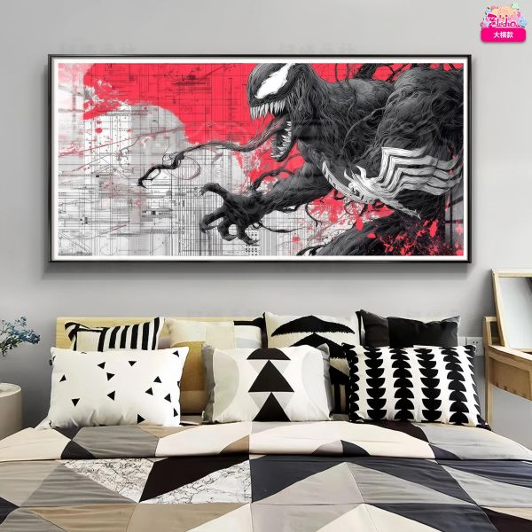 【海外代購】阿喵畫社 紅底共生 猛毒 8k主題高清裝飾畫 床頭地墊 發光滑鼠墊 