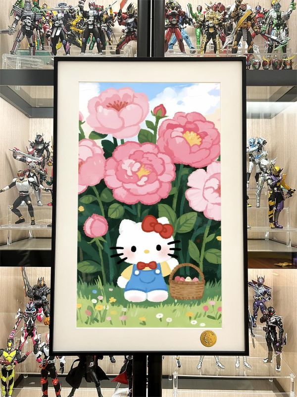 【海外代購】星空《花叢kitty》Hello Kitty凱蒂貓堤提貓吉蒂貓三麗鷗動漫裝飾畫 
