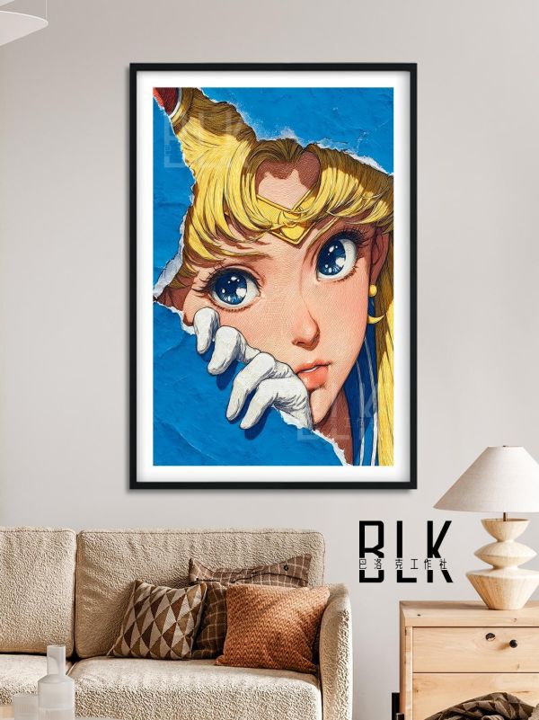 【海外代購】巴洛克 《紙張水兵月》美少女戰士水兵月月野兔倩妮迪公主動漫裝飾畫冰箱貼 