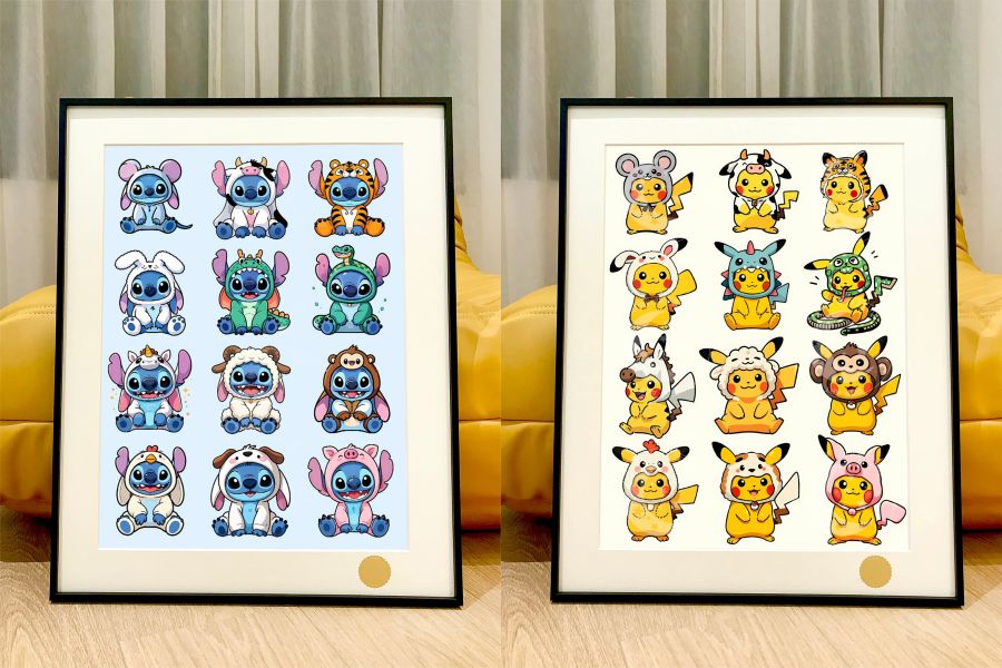 【海外代購】星空 《十二生肖史迪仔》史迪奇星際寶貝Stitch史迪奇布吉布動漫裝飾畫 