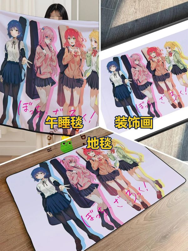 【海外代購】皇呱 《紐帶樂隊》孤獨搖滾！搖滾樂隊紐帶樂隊成員裝飾畫 午睡毯  地毯 