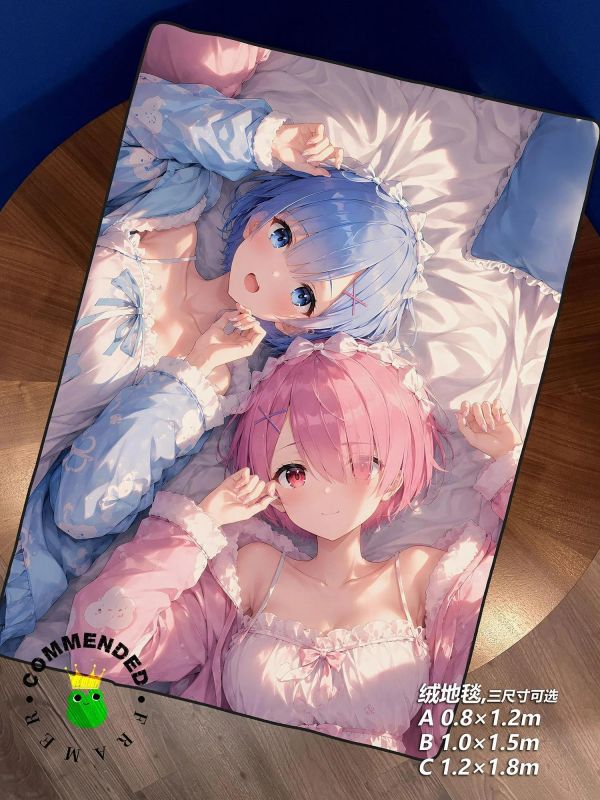 【海外代購】皇呱 《枕邊藍與粉》拉姆×蕾姆裝飾畫 午睡毯 地毯 