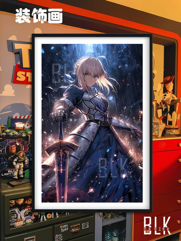 【海外代購】巴洛克 《雨中saber》Fate亞瑟王騎士王吾王阿爾托莉雅·潘德拉貢動畫裝飾畫冰箱貼 