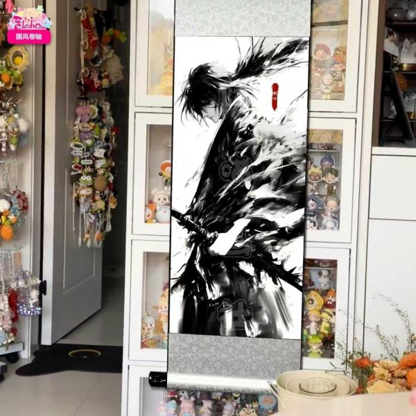 【海外代購】阿喵畫社 墨染 劍心 國風捲軸錦緞高清精裱畫 