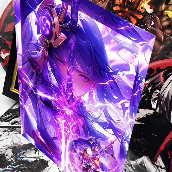 【海外代購】阿喵畫社 雷電將軍立體卡磚 1.9cm厚大號雙層透明收藏裝飾磚 