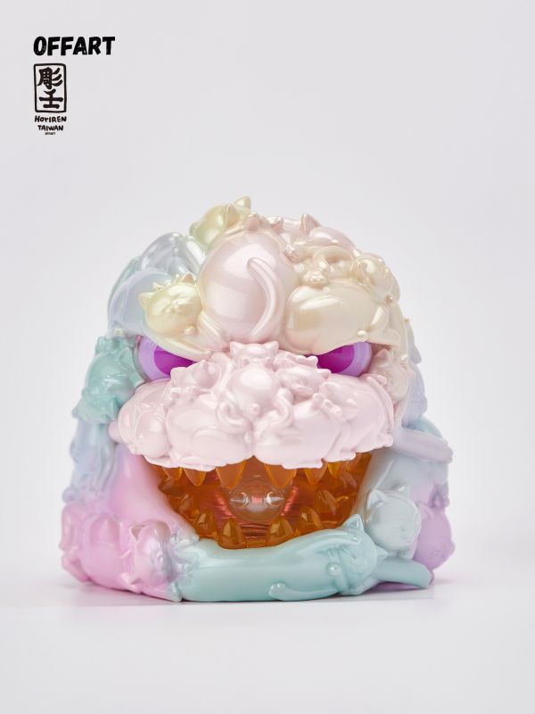 【預定】OFFART 彫壬 百貓紅蓮 Mini迷你招財頭雕 - 甜蜜糖霜版 