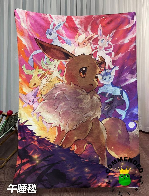 【海外代購】皇呱《軟萌伊布家族》寶可夢成員裝飾畫 午睡毯  地毯 