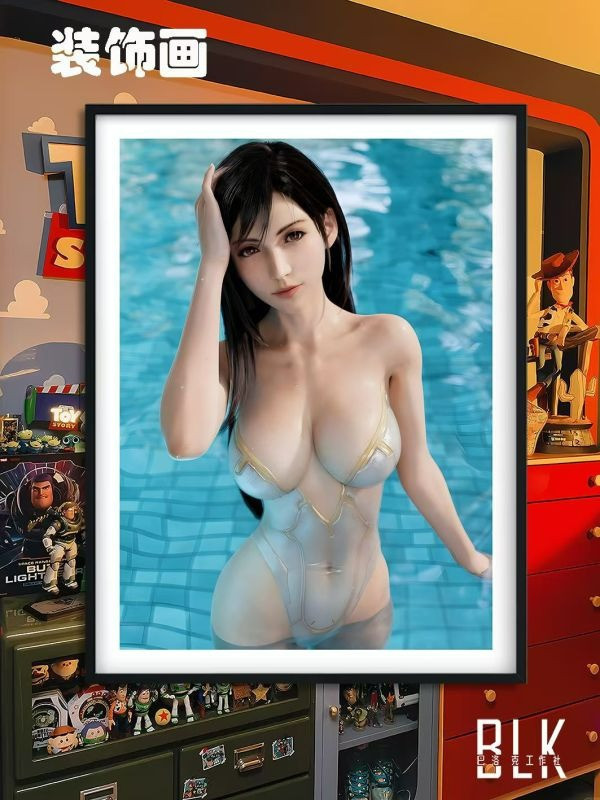【海外代購】巴洛克 戲水蒂法最終幻想tifa裝飾畫/冰箱貼 