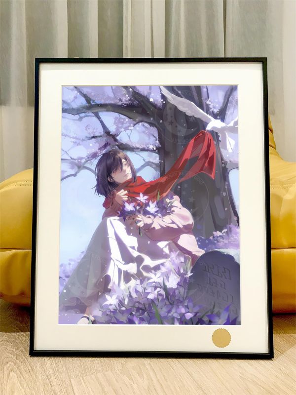 【海外代購】星空 《圍巾三笠》進擊的巨人艾倫E三笠利威爾兵長調查兵團動漫裝飾畫 