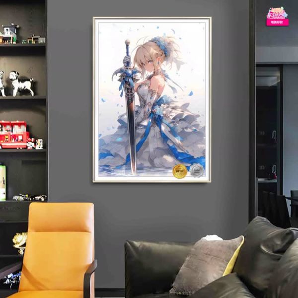 【海外代購】阿喵畫社 白禮服 Saber 12k超清裝飾畫 