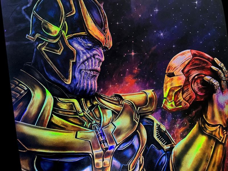 【海外代購】千鳥社 《薩諾斯鐳射》 薩諾斯鋼鐵人復仇者聯盟漫威無限手套潮流炫彩鐳射裝飾畫 