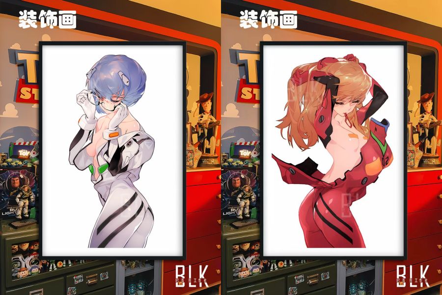 【海外代購】巴洛克《閉眼綾波麗明日香》EVA新世紀福音戰士Ayanami Rei初號機二號機裝飾畫冰箱貼 