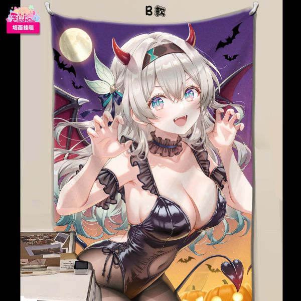 【海外代購】阿喵畫社 新年賀圖小惡魔流螢雙聯 8k主題高清裝飾畫 床頭地墊 午睡毛毯 牆面掛毯 冰箱貼 