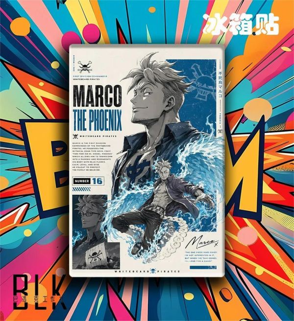 【海外代購】巴洛克《檔案馬爾科》海賊王裝飾畫冰箱貼 