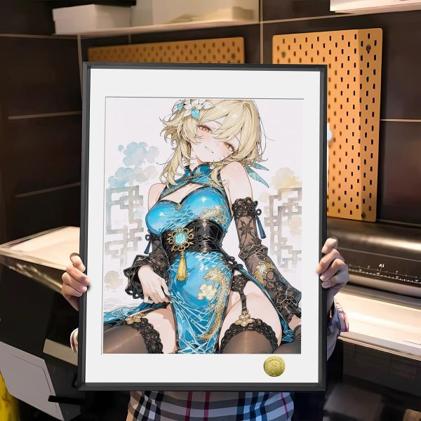 【海外代購】皇呱 《青璃龍螢》 原神螢藍金龍紋旗袍同人周邊裝飾畫 午睡毯  地毯 