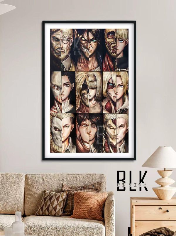 【海外代購】巴洛克 《九大巨人》三笠進擊的巨人利威爾艾倫阿爾敏阿克曼動漫裝飾畫冰箱貼 