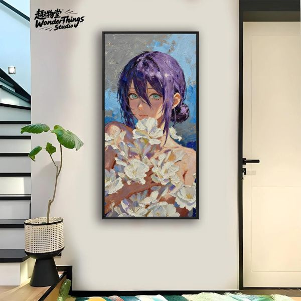 【海外代購】趣物堂 《油畫百合蕾塞》電鋸人肌理油畫復古風格裝飾畫 