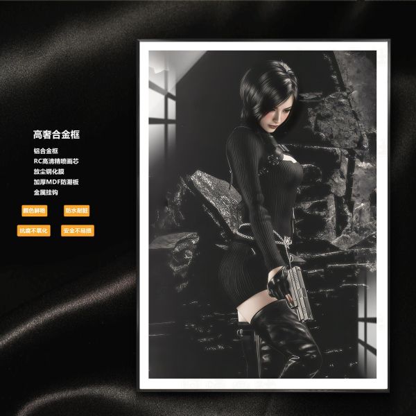 【海外代購】阿喵畫社 黑玫瑰 艾達王 8k主題高清裝飾畫 牆面掛毯 地墊 冰箱貼 