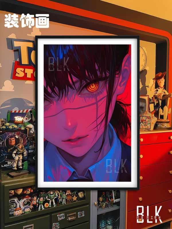 【海外代購】巴洛克《炫彩三鷹》電鋸人瑪奇瑪帕瓦蕾塞鏈鋸人電次早川秋動漫裝飾畫冰箱貼 