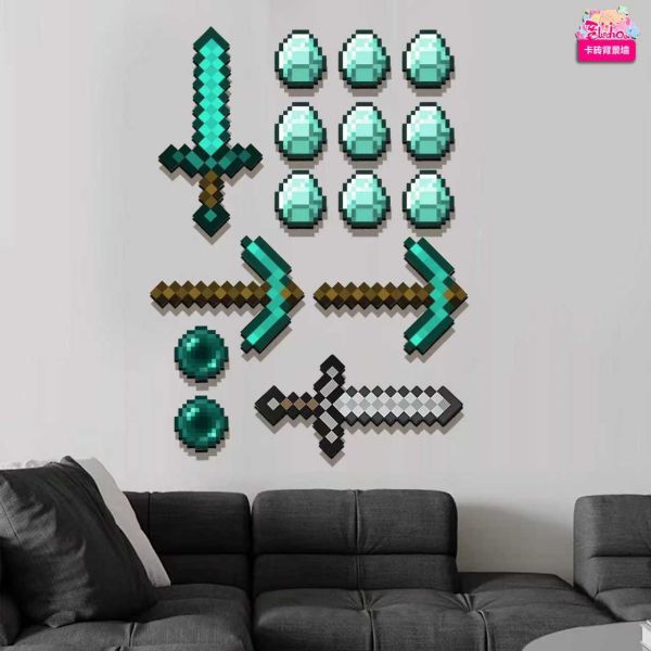 【海外代購】阿喵畫社 MC我的世界武器組合 二次元氛圍馬賽克裝飾卡磚牆