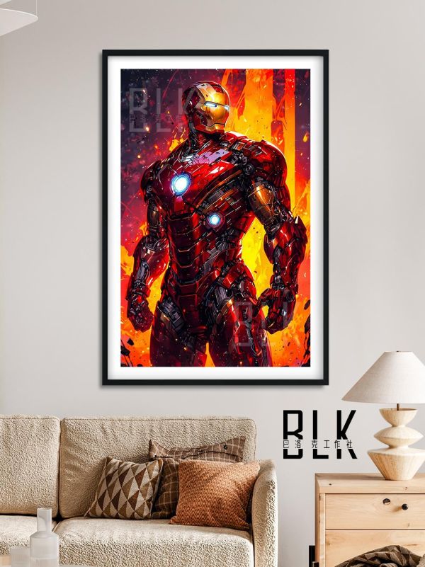 【海外代購】巴洛克 《火焰鋼鐵人》鋼鐵人Iron Man鋼鐵人鐵甲奇俠漫威動畫裝飾畫冰箱貼 
