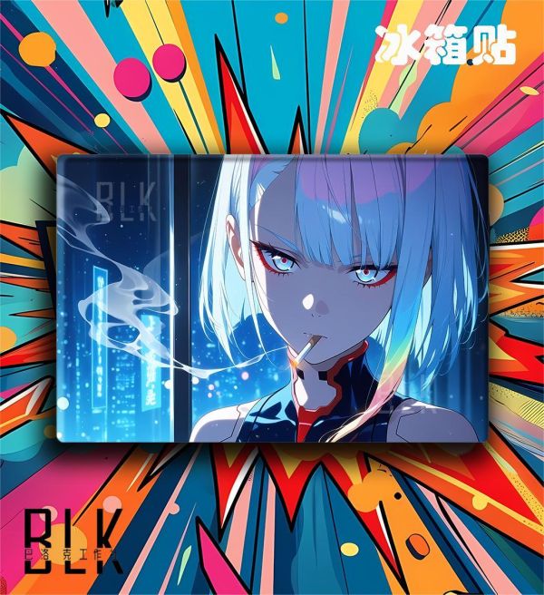 【海外代購】巴洛克《抽菸露西》賽博朋克邊緣行者裝飾畫冰箱貼 