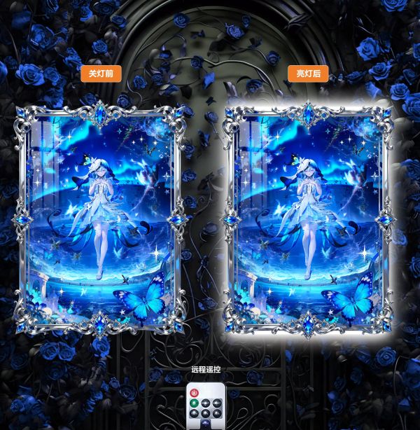 【海外代購】阿喵畫社 晚安蝴蝶 守岸人 超大常亮氛圍裝飾燈帶畫 