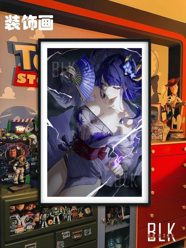 【海外代購】巴洛克 《扇子雷電》原神Raiden Shogun裝飾畫冰箱貼 