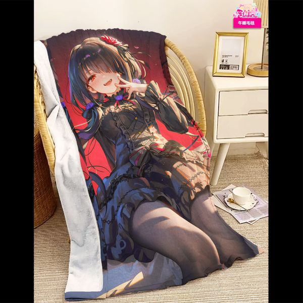【海外代購】阿喵畫社 比耶 黑玫瑰時崎狂三 8k主題高清裝飾畫 午睡毛毯 牆面掛毯 床頭地墊 冰箱貼