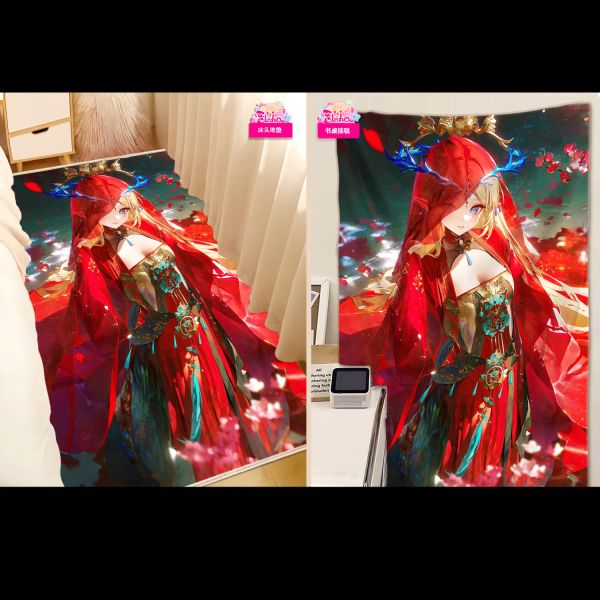 【海外代購】阿喵畫社 中式婚紗 卡提希亞 8k氛圍感高清裝飾畫 午睡毛毯  書桌掛毯  床頭地墊 
