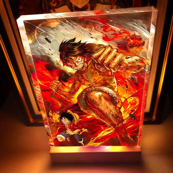 【海外代購】阿喵畫社 浴火小隊 海賊王 2cm厚大號特效發光手辦架展示磚 