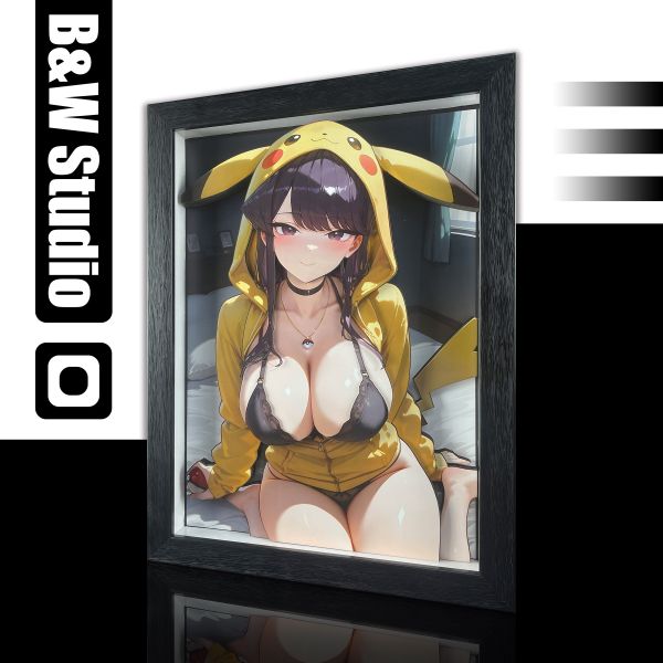 【海外代購】黑白畫映 B&W Pikachu Girls 系列裝飾畫 第五彈 古見硝子 立體裝飾畫 